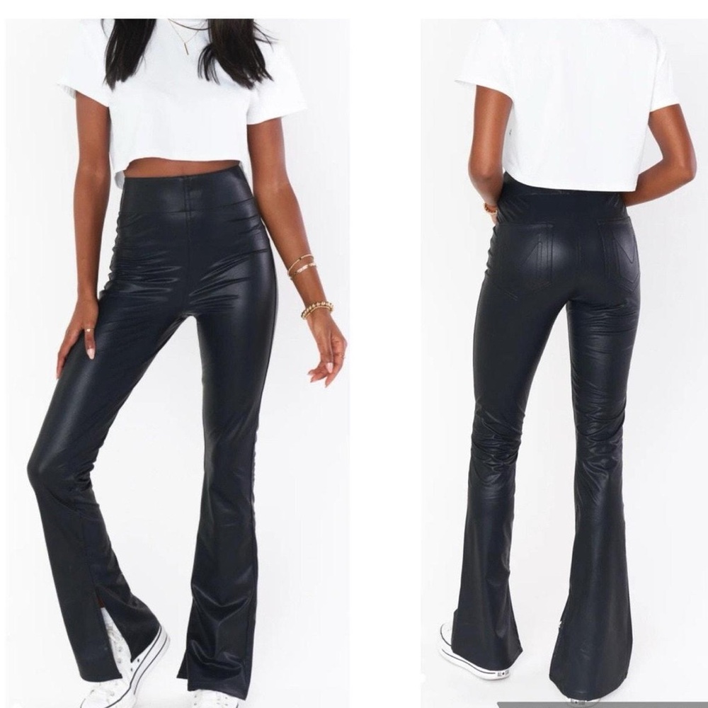 Show Me Your Mumu Nashville Vegan Leather Black Flare Pants
